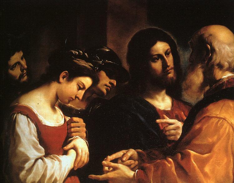  Giovanni Francesco  Guercino Christ with the Woman Taken in Adultery China oil painting art